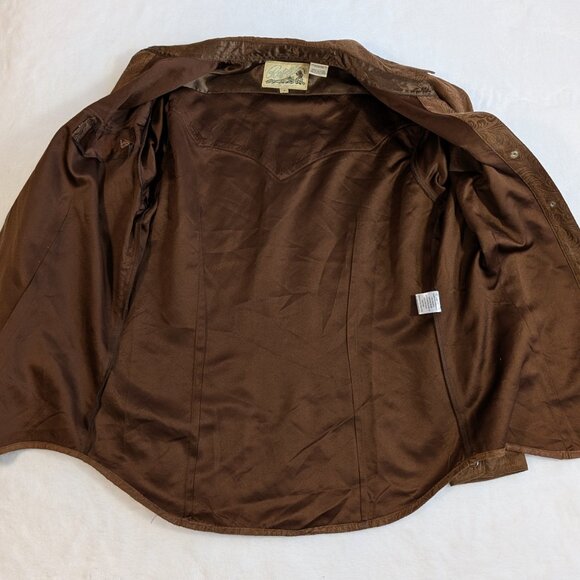 Vintage Western Roper Shirt Paisley Microsuede Pearl Snap Women Small Embossed - Picture 3 of 11